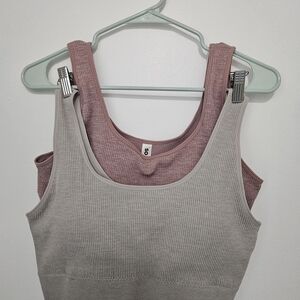 2 SO Ribbed Tank Bralette in Mauve and Gray XL
